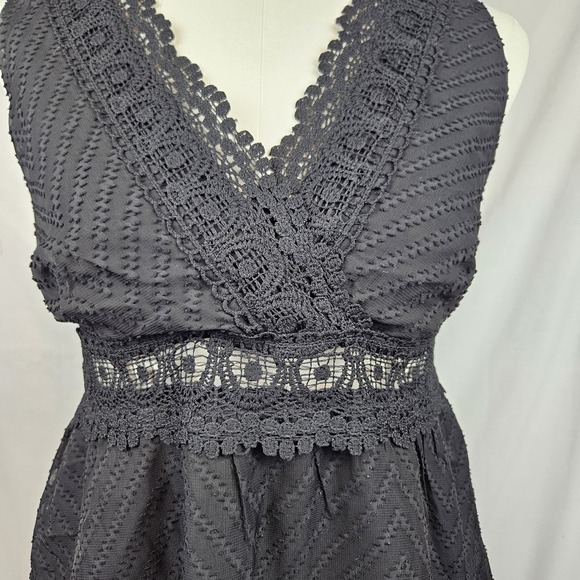 Black Fit And Flare Dress Lace Insert‎ Lg Whimsigoth Coquette Coquette Sexy Boho - Picture 3 of 5